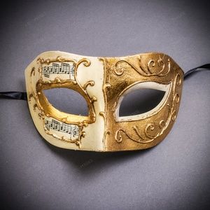 Unisex Musical Venetian Masquerade Mask White Gold